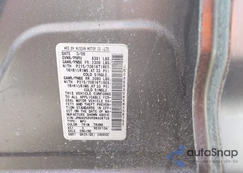 2008 Nissan Rogue S z USA, uszkodzony, nr VIN JN8AS58V68W406759